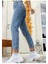 Akordion Yüksek Bel Likralı Mom Jeans Dar Paça Kot Pantolon 1