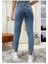 Akordion Yüksek Bel Likralı Mom Jeans Dar Paça Kot Pantolon 2