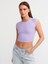 30528 Pamuk ve Modal Karışımlı Crop Top- Lila 1