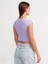 30528 Pamuk ve Modal Karışımlı Crop Top- Lila 2