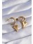 316L Çelik Gold Renk 2li Yarım Halka Kalp Küpe - TJ-BKP9022 1