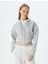 Crop Sweatshirt Fermuarlı Korse Görünümlü Kapüşonlu 3