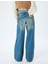 Bol Kot Pantolon Çift Bel Detaylı Düğmeli Yıkamalı Loose Straight Fit Jean 4