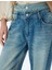 Bol Kot Pantolon Çift Bel Detaylı Düğmeli Yıkamalı Loose Straight Fit Jean 5