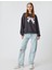 Oversize Sweatshirt Fiyonk Baskılı Bisiklet Yaka Şardonlu 2
