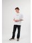 Bisiklet Yaka Baskılı Oversize T-Shirt - Beyaz 1