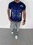 Bisiklet Yaka Baskılı Oversize T-Shirt - Lacivert 1