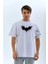 Ön ve Kol Baskılı Oversize T-Shirt - Beyaz 1