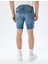 Slim Fit Kot Şort Bermuda Cepli Yıpratma Detaylı Pamuklu 4