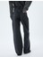 Bol Kot Pantolon Standart Bel Düğmeli Yıkamalı - Loose Straight Fit Jean 4
