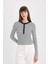 Slim Fit Dar Kesim Bisiklet Yaka Çizgili Fitilli Kaşkorse Düğmeli Uzun Kollu Tişört D4271AX24AU 3