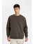 Kahverengi Oversize Geniş Kalıp Bisiklet Yaka Kalın Kumaş Basic Düz Sweatshirt T5139AZ24AU 4