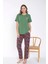 Kadın Bisiklet Yaka Çiçek Desenli Pijama Takımı 6032 -1 Adet 2