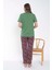 Kadın Bisiklet Yaka Çiçek Desenli Pijama Takımı 6032 -1 Adet 3