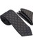 Kahverengi Kare Motif Desen Kravat Mendil Set 2