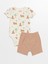 Baby Bisiklet Yaka Kısa Kollu Baskılı Çıtçıtlı Body ve Şort 2'li Takım 1