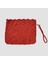 El Yapımı Desenli Kağıt Ip Clutch Çanta 19CM - Kırmızı 3