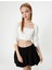 Crop Fırfırlı Bluz Kalp Yaka Uzun Geniş Kollu Slim Fit 1