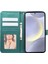 Samsung Galaxy S24+ Kılıf Kübik Izgara Baskılı Pu Deri Cüzdan Standlı Telefon Kapağı-Yeşil (Yurt Dışından) 2