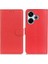 Xiaomi Redmi 13 5g/13 4g Kılıf Litchi Dokulu Telefon Deri Kapaklı Cüzdan Standlı-Kırmızı (Yurt Dışından) 1