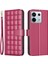 Bınfen Renk Xiaomi Poco X6 5g Deri Kılıf Cüzdan Kare Izgara-Kırmızı (Yurt Dışından) 1