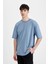 Oversize Geniş Kalıp Bisiklet Yaka Kısa Kollu Basic Düz Ağır Kumaş Tişört X3926AZ24AU 1