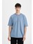 Oversize Geniş Kalıp Bisiklet Yaka Kısa Kollu Basic Düz Ağır Kumaş Tişört X3926AZ24AU 3