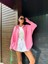 Pembe Oversize Geniş Manşetli Kadın Gömlek 27384 3