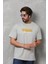 Basic Bisiklet Yaka Oversize T-Shirt - Gri 4