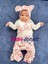 3-6-9-12 Ay Kız Bebek Takım Çiçek Desenli Fiyonklu 3'Lü Krem 2