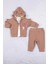 3-6-9-12-18 Ay Kız Bebek Takım Kirpi Nakışlı %100 Pamuk 3'Lü Kahverengi 2