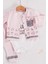 3-6-9 Ay Kız Bebek Takım Kedi Desenli 3'Lü Hırkalı Açık Pembe 2