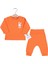 3-6-9-12 Ay Kız Bebek Takımı Cepli Tavlan Nakışlı %100 Pamuk 2'Li Turuncu 1