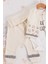 3-6-9 Ay Kız Bebek Takım Kedi Desenli 3'Lü Hırkalı Krem 3
