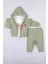 3-6-9-12-18 Ay Kız Bebek Takım Kirpi Nakışlı %100 Pamuk 3'Lü Yeşil 1