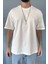 Oversize Fit Pamuk Orta Kalın Dokulu Beyaz T-Shirt 5