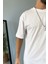 Oversize Fit Pamuk Orta Kalın Dokulu Beyaz T-Shirt 2