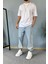Oversize Fit Pamuk Orta Kalın Dokulu Beyaz T-Shirt 3