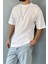 Oversize Fit Pamuk Orta Kalın Dokulu Beyaz T-Shirt 4