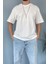 Oversize Fit Pamuk Orta Kalın Dokulu Beyaz T-Shirt 2