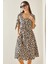 Bej Leopar Desenli Mini Elbise 5YXK6-48856-25 1