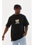 Baskılı Oversize T-Shirt - Siyah 4