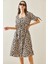 Bej Leopar Desenli Mini Elbise 5YXK6-48856-25 4