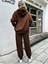 Unisex Kahve Kapşonlu Oversize Eşofman Takımı 2