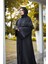 Harika Wear Siyah Yüksek Kaliteli Gül Kristalli Abaya Ferace 2