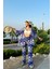 Mavi Renk Moda Desenli Ikili Kimono Takım ( Rahat Kalıp ) 1