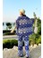 Mavi Renk Moda Desenli Ikili Kimono Takım ( Rahat Kalıp ) 4