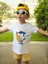 Beyaz Pamuklu Penye Kumaş Mavi Köpekbalığı Baskılı Kız Erkek Çocuğu Kısa Kollu T-Shirt 1
