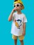 Beyaz Pamuklu Penye Kumaş Mavi Köpekbalığı Baskılı Kız Erkek Çocuğu Kısa Kollu T-Shirt 4