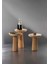 Wood Wooden 3’Lü Set Fitilli Mantar Yan Sehpa Modern Ahşap Renk Fiskos 1